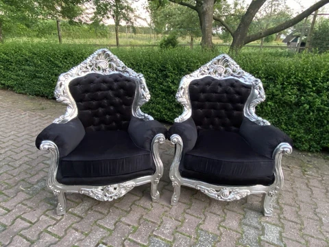 Italian Baroque Style Chairs a pair, made around 1940 Cover