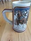 TRADITIONAL BUDWEISER 1989 TALL CHRISTMAS BEER STEIN MUG CLYDESDALE HORSES for sale