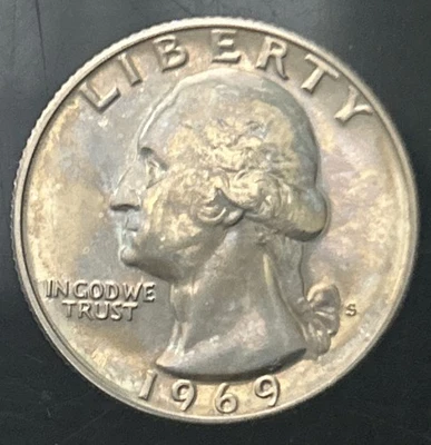 1969-S Proof Washington Quarter - Toned from Proof Set - Image 1 of 4