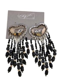 Pendientes perforados de cristal con corazón Chipita vintage nuevos en stock en tarjeta original (A9091) - Imagen 1 de 5