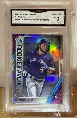 2020 Bowman Chrome Bo Bichette Rookie of the Year Favorites Refractor GMA 10 - Image 1 of 2