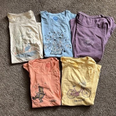 Lote de 5 camisetas para mujer LIFE IS GOOD manga corta XL cuello redondo Foto 1 de 4