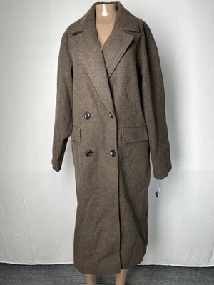 Abrigo largo para mujer Sam Edelman marrón chocolate talla S poliéster de doble botonadura Foto 1 de 4