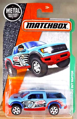 Ford F-150 SVT RAPTOR 2016 Matchbox 117/125 MBX Explorers azul con blanco 6 velocidades Foto 1 de 4