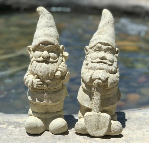 VINTAGE GARDEN GNOME STATUE (5 Style Options) Cement Concrete Outdoor Home Décor Cover