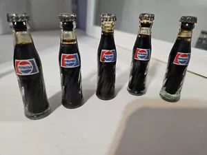 Pepsi Vintage 3" Sealed Mini Glass Pepsi Bottle Metal Cap 5 Bottles - Picture 1 of 7