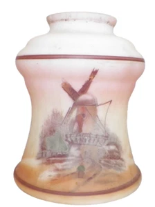 Art Deco Lamp Shade Satin Glass Windmill Trees Table Stand Ceiling Hand Paint 35 - Picture 1 of 8