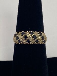 10K YELLOW GOLD SYNTHETIC SAPPHIRE RING 3.1G SIZE 7 (TDW032868)