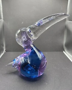 FM Konstglas Ronneby Sweden Neodymium Art Glass Toucan Bird Figurine Vintage - Picture 1 of 12