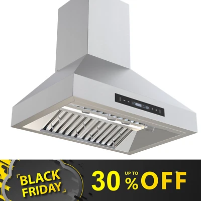 TIEASY 30inch Wall Mount Range Hood 900CFM Kitchen Stove Stainless Steel TouchControl