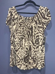 Womens Medium Maternity Top, Sheer, A.N.A. Brown Print, NWT $36 - Picture 1 of 5