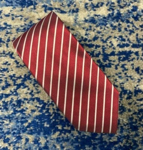 Haines & Bonner London Red White Blue Bias Chevron Stripes Handmade Silk Necktie - Picture 1 of 6