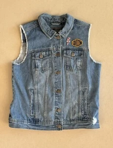 Harley Davidson Jeansweste Damen Größe Large HDMC Skull Milwaukee Metal Cotton - Bild 1 von 7