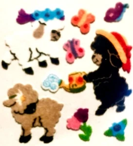 Fuzzy LAMBS SPRING Sandylion Stickers - 1 square ~VINTAGE~ - Picture 1 of 1