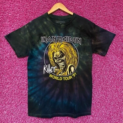 Iron Maiden Killer World Tour 81 领带染料 T 恤,尺寸 S — 第 1/4 张图片