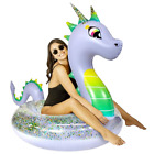 Pool Candy Dragon Pool Float Large Pool Tube Holographic Glitter 40" Ages 6+