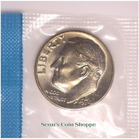 1974 Roosevelt Dime 10C Unc BU from Mint Set in Wrap Philadelphia Ships Free! Cover