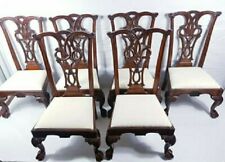 Set of 6 Antique Mahogany Chippendale Style Dining Chairs Single Claw feet
