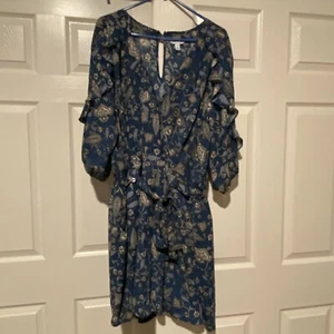 Women’s Plus Blue Paisley Romper - 2X - Picture 1 of 11
