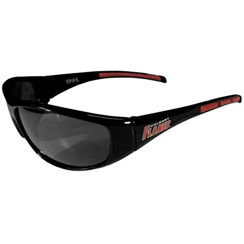 NHL Calgary Flames Wrap Sunglasses, Black, Adult Cover