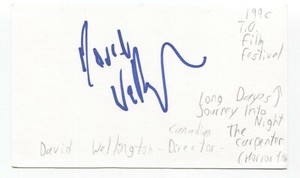 David Wellington Signed 3x5 Index Card Autograph Signature Director