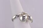 Sterling Silver Puffy Dangling Hearts Band Ring Mex 925 Sz: 7