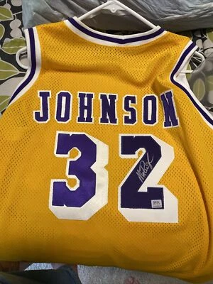 MAGIC JOHNSON NBA Signed Autographed #32 L.A. Lakers Basketball Jersey PSA DNA - Image 1 of 2