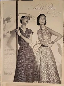 50er Jahre Damen Nelly Don Taschentuch Spitze Kleider Vintage Mode Werbung - Bild 1 von 1