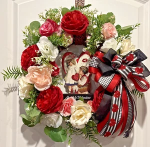 Handmade Valentines Day Grapevine Wreath w/ Sign 19" Door Decor Wall Hanging - Picture 1 of 9