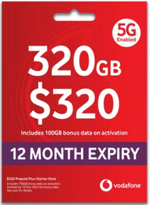 Vodafone $320 Prepaid SIM Card◉320GB Data◉Unlimited Calls◉Startup Pack◉1 Year◉ - Picture 1 of 2