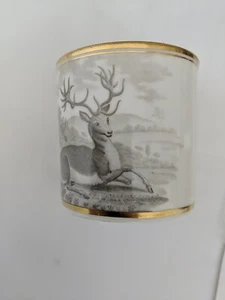 Antique Spode Porcelain Bat Printed Coffee Cup with Deer - Picture 1 of 5