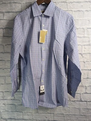 Camisa Michael Kors a Cuadros Manga Larga Con Botones 15 1/2 32/33 Nueva con Etiquetas Foto 1 de 4