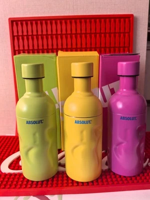 China  Absolut vodka limited Red water ripple  Pink green yellow bottle - Image 1 of 4