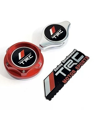 RED ENGINE OIL FILLER CAP & RADIATOR CAP FOR TUNDRA TACOMA RAV4 SUV Car TR-D JDM - Image 1 of 4