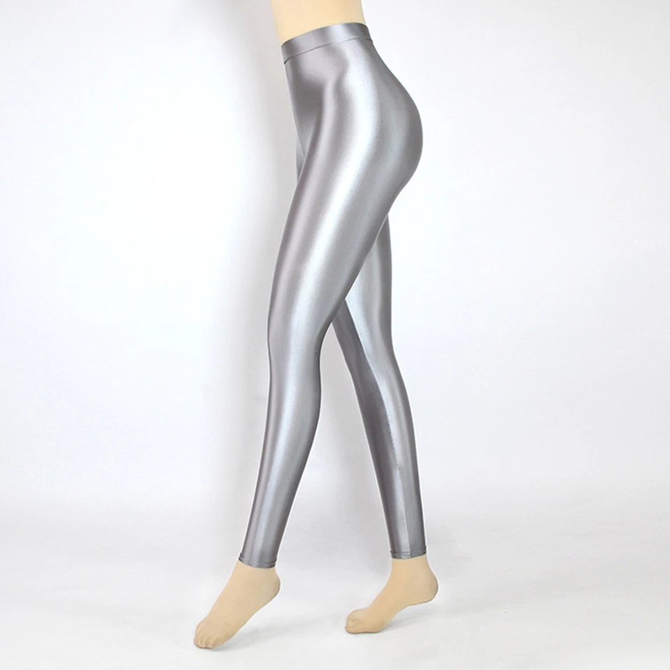 Legging elástico de tiro alto de spandex brillante para mujer niña Foto 1 de 1