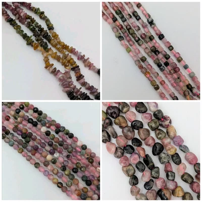 Tourmaline Beads, Gemstone, Beads, Chip Nuggets Or 4mm Faceted Round - Image 1 of 4