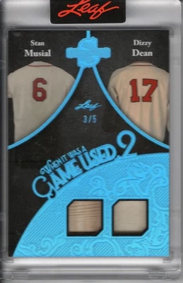 2025 LEAF SPECTACULAR STAN MUSIAL/DIZZY DEAN 2X-GAME-USED RELIC #3/5 - Image 1 of 2