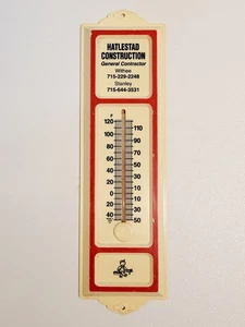 VINTAGE THERMOMETER "HATLESTAD CONSTRUCTION" KUNSTSTOFF-MADE IN USA-13" X 3 3/4" - Bild 1 von 2