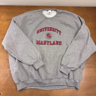 VINTAGE Maryland Terrapins Sweatshirt Mens 4XL Gray Pullover Russell - Image 1 of 4