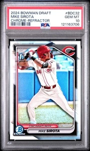 Mike Sirota 2024 Bowman Draft Chrome Refractor PSA 10 Reds RC - Picture 1 of 2