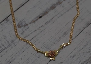 Vintage OROAMERICA 14K Rose Necklace with Bismarck Link Chain - Picture 1 of 11