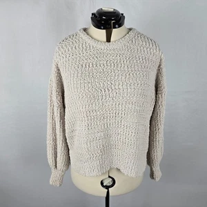 Bobeau Sweater Women's M Ivory Weave Knit Long Sleeve Crew Neckline - Picture 1 of 16