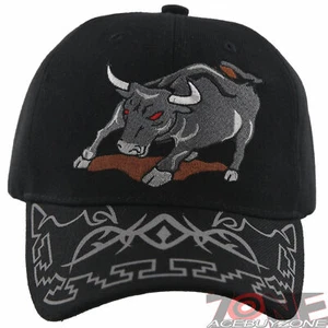 NEW! BIG BULL RODEO FORNT DECO BALL CAP HAT BLACK - Picture 1 of 4