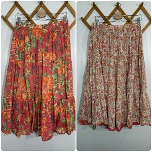 Vintage Skirt Cotton Reversible Bohemian Wildflower M/L - Picture 1 of 8