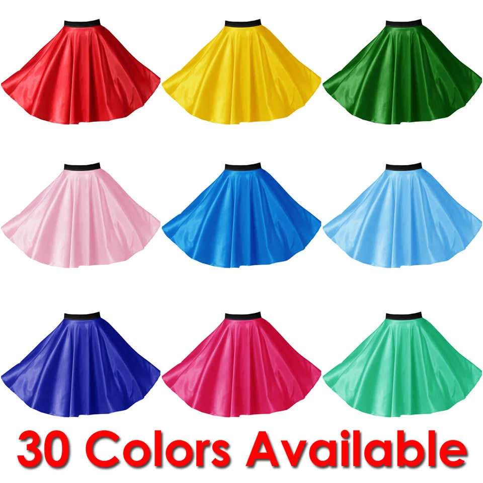SATIN Rock n Roll Skirt UK Girls 1950s Costume Grease Fancy dress ROCKABILLY ALL - Image 1 of 1