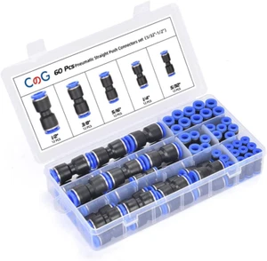 60Pcs Quick Connect Air Hose Fittings 5/32 1/4 5/16 3/8 1/2 Inch Quick Release P - Picture 1 of 12