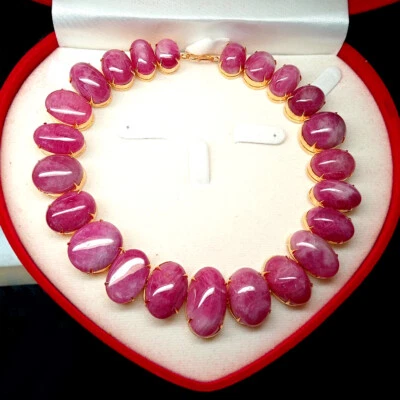 467Ct.Gemstone Ruby Copper Necklace Pinkish Red Cabochon Mozambique Jewelry Rare - Image 1 of 4