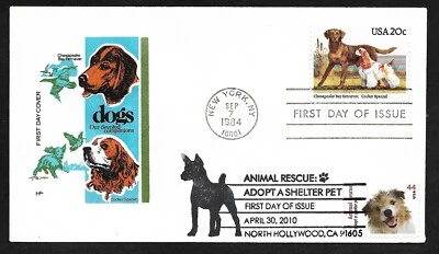 #2099 Dogs -Chesapeake Bay Retriever/Cocker Spaniel- Farnam FDC Dual  with #4451 - Image 1 of 2