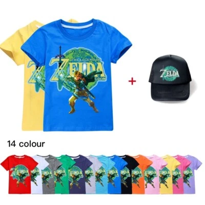 MARKENLOS Kinder The Legend of Zelda Tears of the Kingdom T-Shirt Top+ Cap Baseballmütze