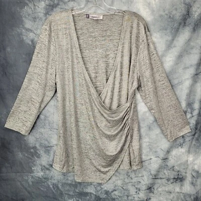 Jennifer Lopez Top SZ L Womens Sparkly Silver Ruched Wrap - Image 1 of 4